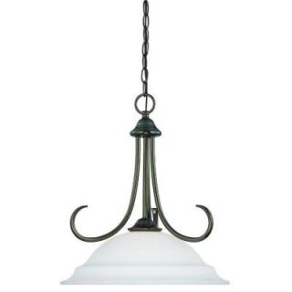 Thomas Lighting Bella 1 Light Oiled Bronze Pendant with Etched Glass Shade SL891615
