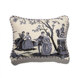 Clever Carriage Home Traditional Toile Hand Needlepoint Cushion   7432567