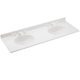 Swan Ellipse 61 in. W Solid Surface Double Basin Vanity Top in White VT2B2261 010