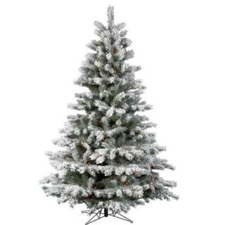 9.5' Pre lit Flocked Aspen Artificial Christmas Tree   Multi Color Dura Lights