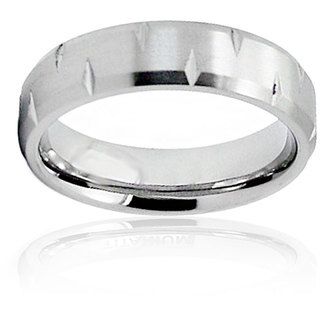 Mens Titanium Diamond Cut Beveled Edge Ring   Shopping