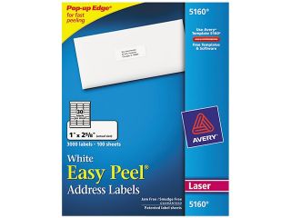 Avery Easy Peel White Address Labels for Laser Printers (1? x 2 5/8?) (30 Labels/Sheet) (100 Sheets/Box)