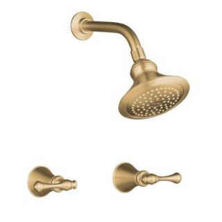 KOHLER Revival 2 Handle 1 Spray Shower Faucet with Standard Showerarm and Flange in Vibrant Brushed Bronze K 16214 4A BV