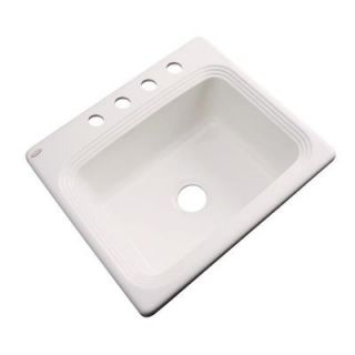 Thermocast Rochester Drop In Acrylic 25 in. 4 Hole Single Bowl Kitchen Sink in Almond 25402