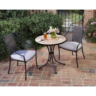 Home Styles Terra Cotta 3 Piece Bistro Set with Cushions