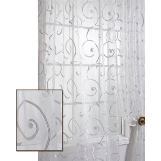 Bleuit Floral White Embroidered Organza 108 inch Sheer Curtain Panel
