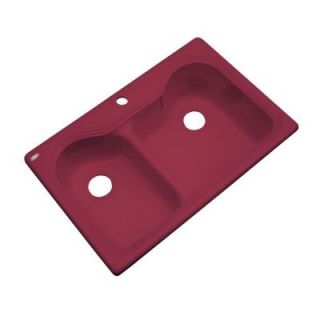 Thermocast Breckenridge Drop In Acrylic 33 in. 1 Hole Double Bowl Kitchen Sink in Ruby 46166