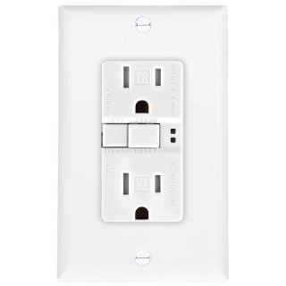 Eaton 15 Amp 125 Volt White Indoor GFCI Decorator Wall Outlet