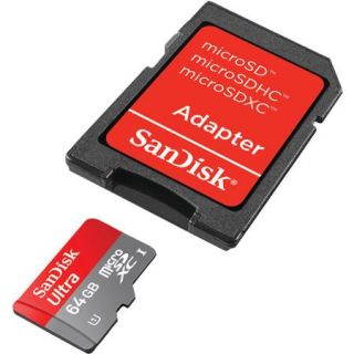 SanDisk Ultra 64 GB microSD Extended Capacity (microSDXC)   Class 10/UHS I   30 MB/s Read   1 Card