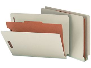 Smead 26800 Pressboard End Tab Classification Folder, Letter, 4 Section, Gray Green, 10/Box
