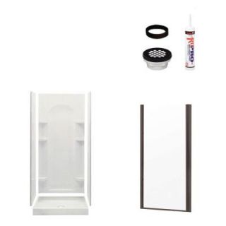 STERLING Ensemble Curve 34 in. x 36 in. x 75 3/4 in. Shower Kit with Shower Door in White/Oil Rubbed Bronze DISCONTINUED 7220 6305DRC