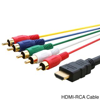 INSTEN Five foot Black HDMI to Five RCA AV Component Cable  