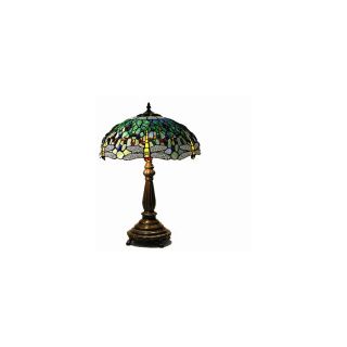 Warehouse of Tiffany Dragonfly 22 in Bronze Tiffany Style Table Lamp with Glass Shade