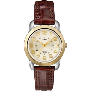 Timex Womens T2N436 Elevated Classics Sport Chic Leather Strap Watch