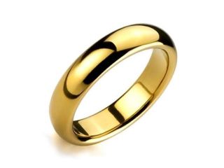 Bling Jewelry Gold Plated Comfort Fit High Polish Tungsten Band Ring 6mm