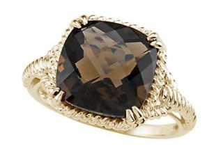 Genuine Smoky Quartz Ring by Effy Collection in 14 kt White Gold Size 4.5
