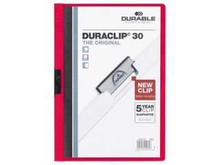 Vinyl Duraclip Report Cover W/Clip, Letter, Holds 30 Pages, Clear/Red