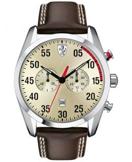 Scuderia Ferrari Mens Chronograph D50 Brown Leather Strap Watch 44mm