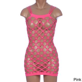 Slinky Seamless Diamond Net Dress in Black and Pink by Pink Lipstick