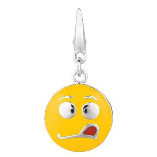 EZ Charms Sterling Silver Tongue Out Smiley Face Charm