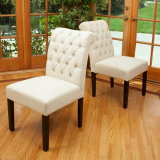 Christopher Knight Home Dinah Roll Top Ivory Fabric Dining Chair (Set