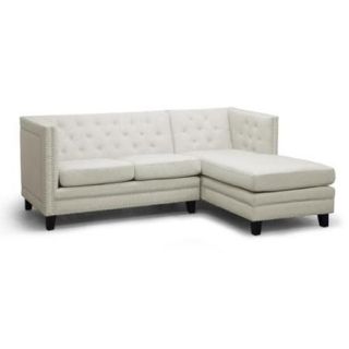 Parkis Beige Linen Button Tufted Sectional Sofa