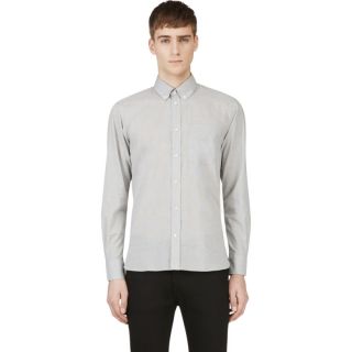 Maison Kitsuné Grey Micro Herringbone Shirt