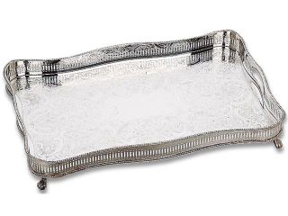 Reed & Barton 403 Rectangular Gallery Tray with Claw Foot, 18 Inch by 11.75 Inch by 2.5 Inch