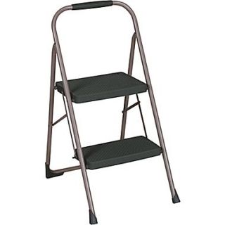 Cosco Products Cosco Two Step Big Step Folding Step Stool with Rubber Hand Grip, Platinum/Black/Wavey (11308PBL1E)