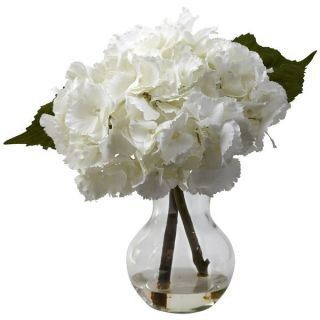 Nearly Natural Blooming Hydrangea Vase Arrangement Decorative Plant