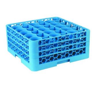 Carlisle 19.75 in. x 19.75 in., Polypropylene 30 Compartment, 3 Extender Glass Rack/Commercial Dishwasher in Blue (Case of 2) RW30 214