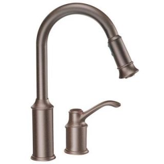 MOEN Aberdeen Single Handle Pull Down Sprayer Kitchen Faucet with Reflex in Oil Rubbed Bronze 7590ORB