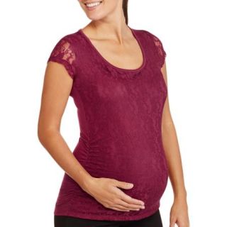 Planet Motherhood Maternity Lace Tee with Flattering Side Ruching