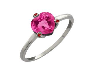 1.62 Ct Heart Shape Pink Mystic Topaz and Rhodolite Garnet 18k White Gold Ring