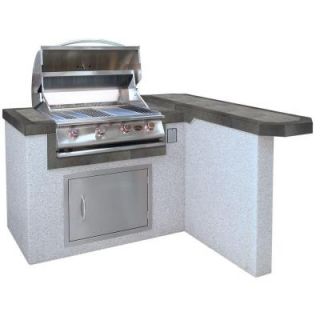 Cal Flame 4 ft. Stucco Grill Island with 4 Burner Propane Gas Grill in Stainless Steel LBK 401R A