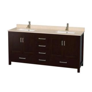 Wyndham Collection Sheffield 72 in. Double Vanity in Espresso with Marble Vanity Top in Ivory WCS141472DESIVUNSMXX