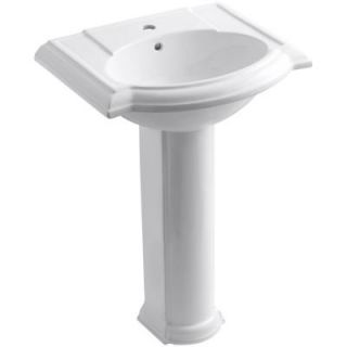 KOHLER Devonshire Vitreous China Pedestal Bathroom Sink Combo in White with Overflow Drain K 2286 1 0