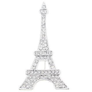 Silvertone Crystal Eiffel Tower Pin Brooch