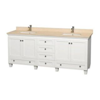 Wyndham Collection Acclaim 80 in. Double Vanity in White with Marble Vanity Top in Ivory and Square Sinks WCV800080DWHIVUNSMXX