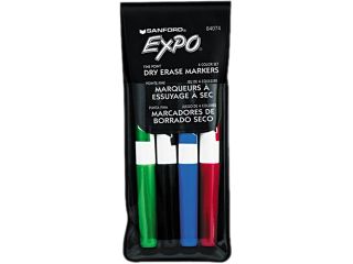 EXPO 84074 Dry Erase Markers, Fine Point, Assorted, 4/Set