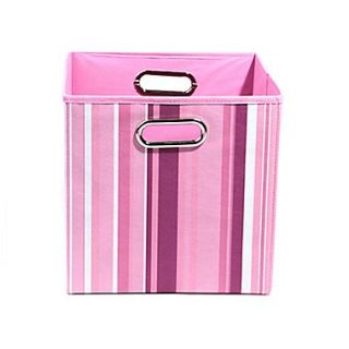 Modern Littles Rose Stripes 10.5 x 10.5 x 10.5 Folding Storage Bin, Pink (ROSSTOR302)