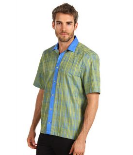 versace collection printed short sleeve shirt with contrast light green