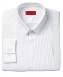 HUGO by Hugo Boss Dress Shirt, Tuxedo Fitted White Solid Long Sleeve