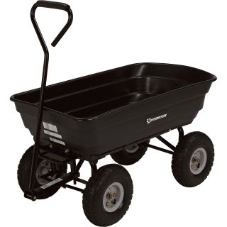 Strongway Dump Cart — 36in.L x 20in.W, 600-Lb. Capacity  Hand Pull   Towable Wagons