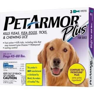 PetArmor Plus Flea & Tick Protection For Dogs 44 88 Pounds, 3 month supply