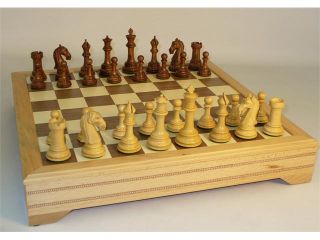 WW Chess Wood Chess Set   Sheesham Camelot with Chest