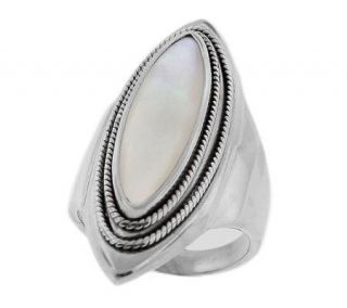 Artisan Crafted Sterling Mother of Pearl Rope Detailed Ring —