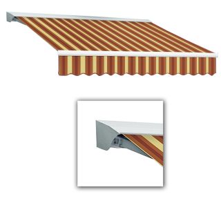 Awntech 8 ft Wide x 7 ft Projection Burgundy/Tan wide Striped Slope Patio Retractable Remote Control Awning