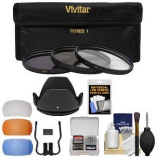 Vivitar 3 Piece Multi Coated HD Filter Set (72mm UV/CPL/ND8) with Lens Hood + Diffusers + Accessory Kit