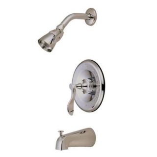 Kingston Brass French Single Handle 5 Spray Tub and Shower Faucet in Satin Nickel HKB1638CFL